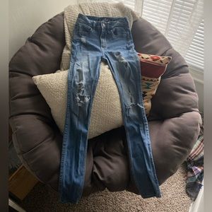 Hollister High Rise Ripped Skinny Jeans 00R